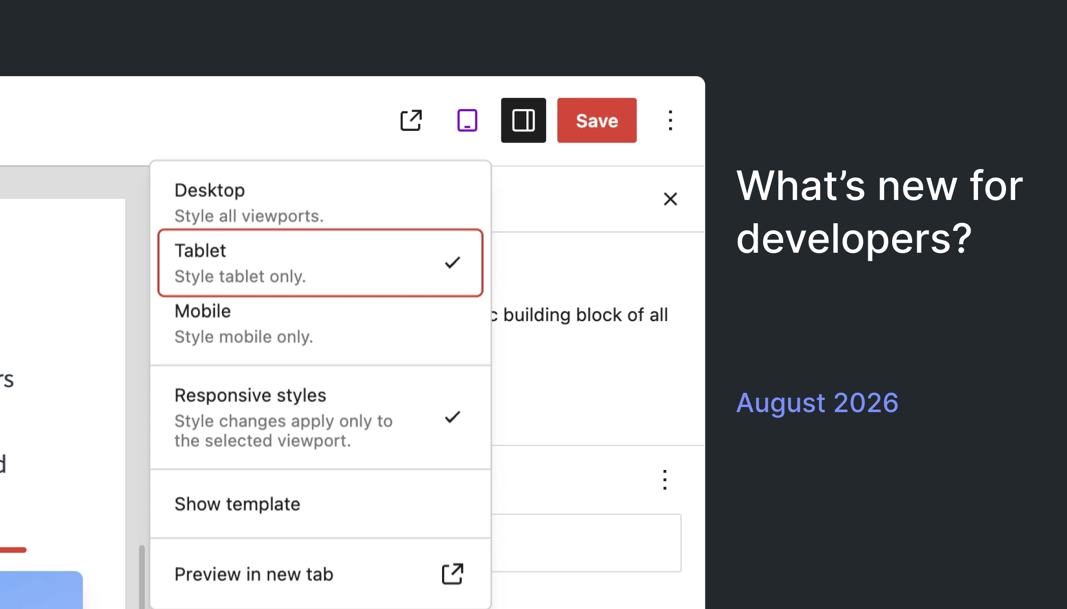 What’s new for developers? (August 2026)